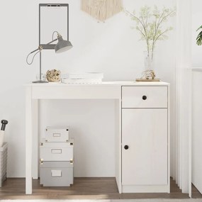 814630 vidaXL Birou, alb, 100x50x75 cm, lemn masiv de pin