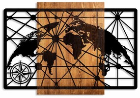Accesoriu decorativ de perete din lemn World Map 5-L