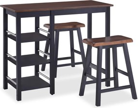vidaXL Set mobilier de bar, 3 piese, MDF, negru