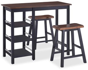 245363 vidaXL Set mobilier de bar, 3 piese, MDF, negru