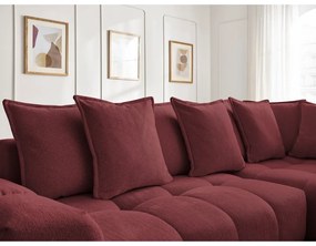 Colțar burgundy extensibil/cu spațiu de depozitare cu tapițerie din chenille (cu colț pe partea dreaptă/în formă de ”L”) Everest – Bobochic Paris