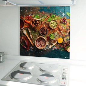 Panou Sticla Bucatarie, 100x100cm, Protectie aragaz, Antistropi, Termorezistent, Alimente, Condimente, Seasonings Mix