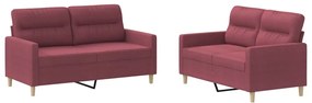3201574 vidaXL Set canapea cu perne, 2 piese, roșu vin, material textil