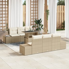vidaXL Set de canapele pentru grădină cu pernă 7 pcs bej și crem