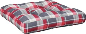 vidaXL Pernă pentru paleți, roșu carouri, 58x58x10 cm, textil
