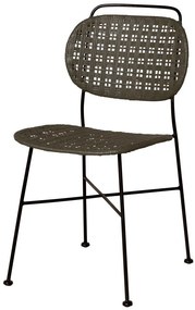 Scaun verde din metal si rattan, "Auro"