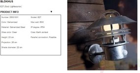 Aplica de perete exterior cu senzor IP54, Blokhus GS 25031031NL
