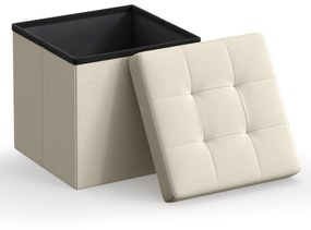 Taburet cu spatiu depozitare OTTOMAN 30x30 cm, crem