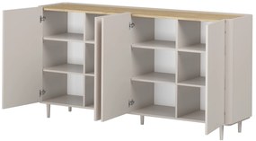 Comodă Elivo 200 cm pe picioare - cașmir / stejar uleiat