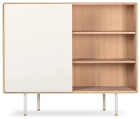 Comodă albă/în culoare naturală joasă din lemn de stejar 118x100 cm Fina – Gazzda