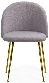 Scaun living gri din boucle cu picioare aurii BUC 284