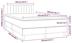 Pat box spring cu saltea, gri deschis, 120x200 cm, catifea Gri deschis, 120 x 200 cm, Benzi verticale