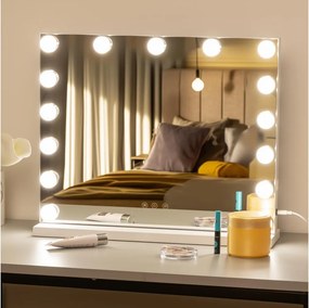 BRILAGI - Oglindă de machiaj LED reglabilă HOLLYWOOD LED/15W/230V CCT + USB albă