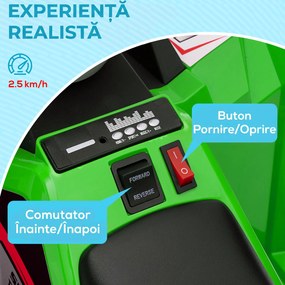 HOMCOM ATV Electric pentru Copii cu Remorcă, Pedală, Mers Înainte și Înapoi, 2,5 km/h, 18-36 Luni, Verde | Aosom Romania