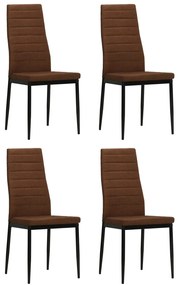 vidaXL Scaune de bucătărie, 4 buc., maro, material textil