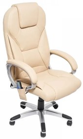 RESIGILAT- Scaun directorial cu Masaj, telecomanda, SIB 054M, piele ecologica, Crem