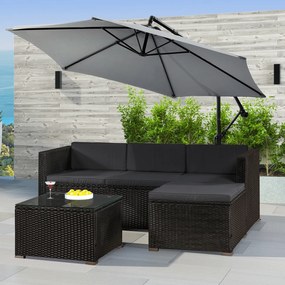 Juskys Set ratan de gradina Punta Cana M - perne negre/antracit