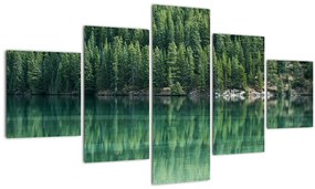 Tablou - Coniferi lângă lac (125x70 cm), în 40 de alte dimensiuni noi