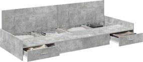 vidaXL Cadru de pat cu sertar Gri din beton 90 x 190 cm Lemn compozit
