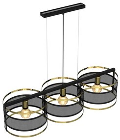 Lustră pe cablu RIM 3xE27/60W/230V neagră/aurie