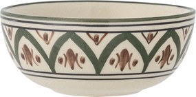 Bol din ceramică, verde, model mediteranean pictat manual, 4 x 10 cm, „Karlie”