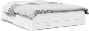 vidaXL Cadru de pat cu sertare, alb, 160x200 cm, lemn prelucrat