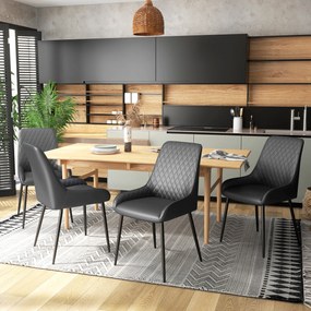 HOMCOM Set 4 Scaune de Dining Tapițate cu Spătar Înalt, Picioare din Oțel și Piele Ecologică, 49x60x89 cm, Negru | Aosom Romania