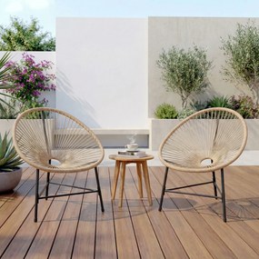 Outsunny Set de 2 Scaune Acapulco din Ratan, Structură din Oțel, pentru Balcon și Verandă | Aosom Romania