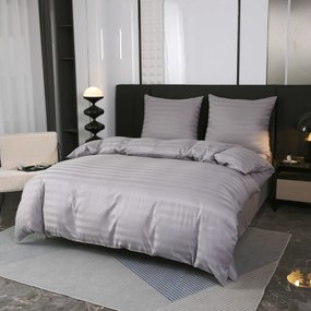 Lenjerie de pat hoteliera din microfibra JASMINE gri deschis - dunga 2 cm, buzunar hotelier Dimensiune lenjerie de pat: 70 x 90 cm | 140 x 220 cm