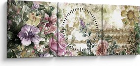 Tablou - Flori de design (cu ceas) (90x30 cm)