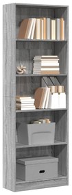 857826 vidaXL Bibliotecă, gri sonoma, 60x24x176 cm, lemn prelucrat