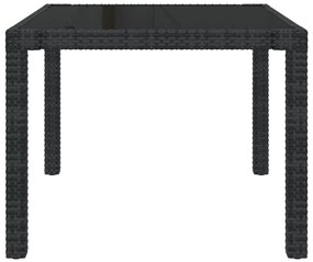 Set mobilier de exterior cu perne, 3 piese, negru, poliratan Lungime masa 90 cm, 3