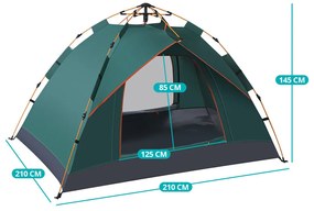 Cort pentru 3 persoane 2x2x1,35m, verde