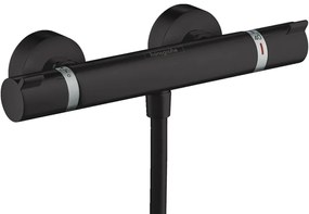 Baterie termostata de dus, negru mat Negru mat