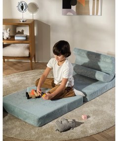 Fotoliu pentru copii verde mentă cu tapițerie din catifea reiată Flipster – Wigiwama