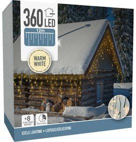 Instalație luminoasă Icicle, alb cald, 360 LED