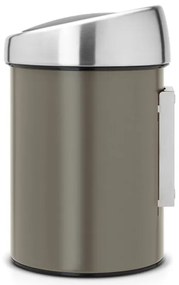 Brabantia Touch Bin 647215, 3 L, Deschidere lină și silențioasă, Montat pe perete, Gri