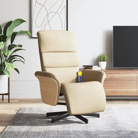 vidaXL Scaun rabatabil cu suport pentru picioare crem material textil