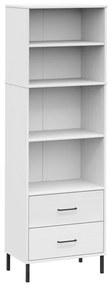 351008 vidaXL Bibliotecă cu 2 sertare OSLO, alb, 60x35x180 cm, lemn masiv