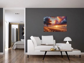 Tablou – Apus de soare pe câmp (90x60 cm)