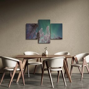 Tablou cu aurora borealis deasupra pomilor înghețați (90x60 cm)
