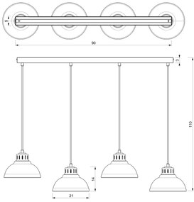 Lustră pe cablu SVEN 4xE27/15W/230V albă