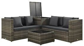 313137 vidaXL Set mobilier de grădină cu perne, 4 piese, poliratan, gri