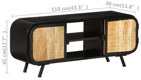 Comoda TV, 110x30x45, lemn de mango nefinisat 1, Maro, 110 x 30 x 45 cm