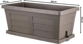 Jardinieră de grădină cu volum mare Bama Legno cappuccino, 80 x 40 x 35 cm, 80 cm