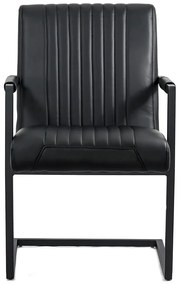 Scaun vizitator negru OFF 834 din piele ecologică cu mânere metalice și cadru vopsit