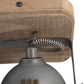 Spotlight industrial din oțel cu fixare din lemn și reglabil cu 2 lumini - Emado