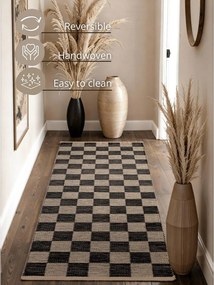 Covor tip traversă negru/crem reversibil/țesut manual din amestec de iută 80x200 cm Rex – Hanse Home