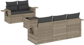 vidaXL Set canapele de grădină cu perne, 6 piese gri deschis poliratan