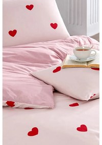 Lenjerie de pat roz pentru pat dublu, extinsă cu cearceaf inclus, cu 4 piese 200x220 cm Red Heart – Mila Home